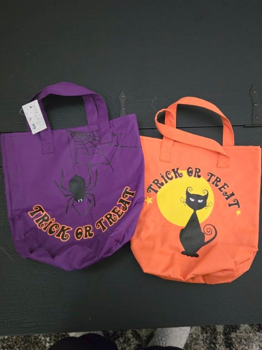 NWT Lot of 2 cloth Halloween Trick or Treat Candy / Tote Bags Cat / Spider